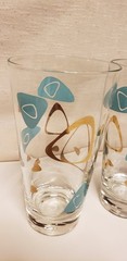 Federal Glass Set Of 2 Amoeba Boomerang Tumblers. 5-5/8″ High .