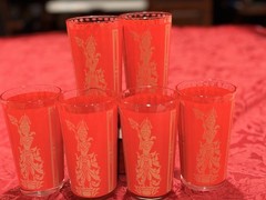 Vintage Culver Thai Goddess 22k Gold Decorated Highball Glasses Set Of 6 Ex Con