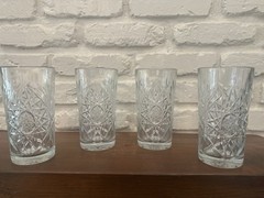 Libbey Hobstar Highball «Star of David» 16oz Drinkng Glass VTG Thick Set Of 4