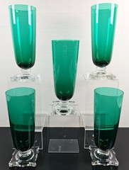 5) Seneca Green 10 Oz Slim Jim Set Vintage Highball Glasses Stemware MCM 903 Lot