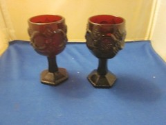 Vintage Avon 1987 Cape Cod Collection Ruby Red Sherry Glasses Set of 2 Goblets