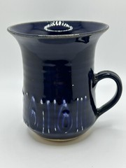 DULYN POTTERY WALES Textured Blue & White Coffee Cup Mug Signed