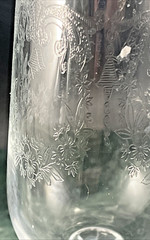 Import Associates Clear Etched Glass Cascade Champagne Flute Multifaceted Ball