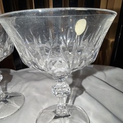 RCR Italian Crystal Cut Glass Goblets, Clear Decorative Round Set of 2