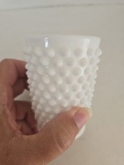 Vintage Fenton White Hobnail Milk Glass Juice Glass, 3.5″T