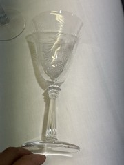Set of 4 Fostoria Lido Crystal Water Goblet Scepter Stem Palm Leaves Etched 7.5”
