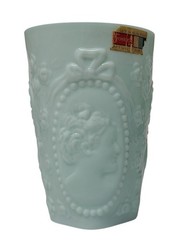 Fostoria Jenny Lind Light Blue Milk Glass Tumbler – Excellent Condition