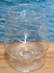 4 Tiny Clear Leaf Etched Brandy Style Cordial Glasses
