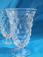Set of 4 Fostoria Glass AMERICAN Iced Tea Footed Glasses Optic Cube