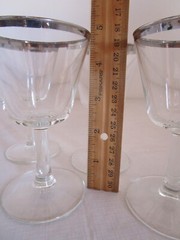 Set of 5 Silver Plated Rim Cordial Glasses 4.75 » (Made in France) 4 fl. oz.