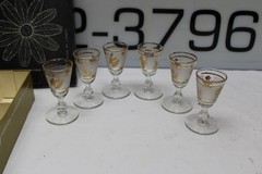 Cordial Glass Golden Foliage Glass Libbey Glass Company Set-6 w/box Vintage #1