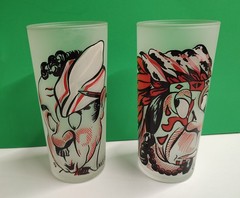 1950’s Federal Gay Fad Glasses 4 Glass Set «Rich Man Poor Man Beggar Man Thief»