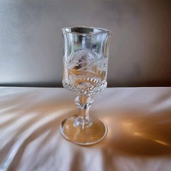 Vintage Liqueur Cordial Glass Small Stem Etched Leaf Detail 3.75″ Tall