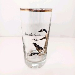 4 VTG Wild Game Bird Highball Glasses Gold & Black With Gold Rim MCM **