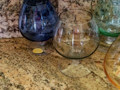 (6)Rare Icet Murano Cognac Brandy Glasses Set 4 Blue Green Red Yellow Nice Arte