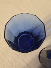 VINTAGE Set Of 3 Anchor Hocking Essex Cobalt Blue 10 Panel Tall 6 3/8″ Tumblers