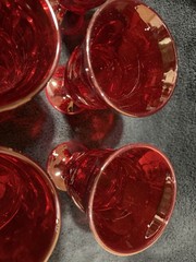8 Vintage Fostoria «Argus Ruby» Footed Iced Tea Footed Tumblers Goblet Red Glass