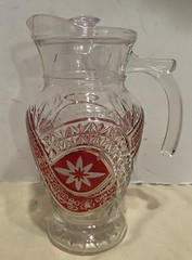 Royal Russian Euro Glasses Red White Sparkle Mosaic Pitcher W/Lid