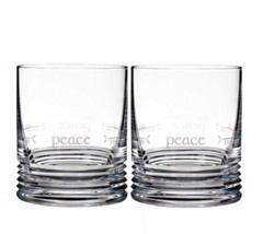 Waterford Crystal OGHAM (2) * PEACE * Double Old Fashion DOF – PAIR CELTIC GLASS