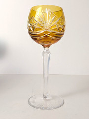Set of 6 Ajka AJC40 Crystal Cut To Clear Wine Glasses/Hocks – 1940/60s Hungary