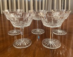 Vintage Cavan Cut Base Crystal 5 1/8” Champagne Glasses Set Of 6 ( Revised +1)