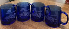 Vintage Cobalt Blue Etched With Wolf Scene