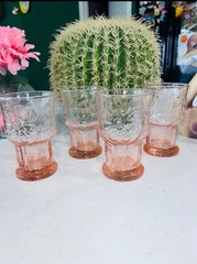 MCM COUNTRY GARDEN DAISY GLASSES SET OF 4 LIBBEY Pink 4” Glass 9oz