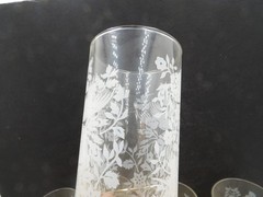 Set of 8 Libbey Raised Icy Lace Garden Tumblers Glasses with Holder