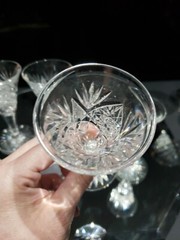 (1) Sherry Glass 4-1/2″ American Brilliant Period cut glass crystal hobstars