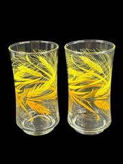 Set of 2 Vintage Libby Golden Wheat 6.5″ Tumblers Drinking Glasses 12 Ounce
