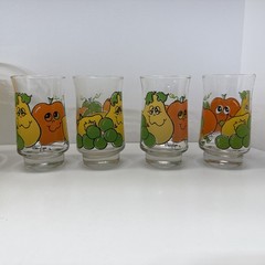 LOT OF 8 Nancy Lynn Fruit Juice Drinking Glasses 4-10oz & 4-6oz Vintage Retro