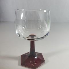 France Luminarc Ruby Red Octagon Stemmed Wine Glass Barware Drinkware 10.5oz
