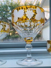 72-Piece Bohemian Crystal Water, Champs, Bowl & Plate Set w/Grapevine Motif