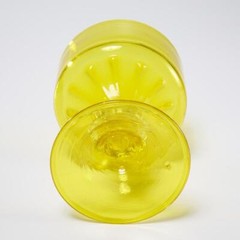 Yellow Wide Antique Glass Wine Water Goblet Bulb Stem Barbara Walters 5.5″h