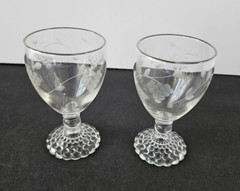 vintage wine glasses grape etched glass Bubble Foot Set Of Two