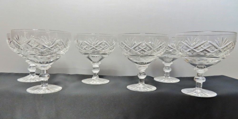 WEBB CORBETT SIGNED SET OF 6 CUT CRYSAL GLASSES MADE IN ENGLAND