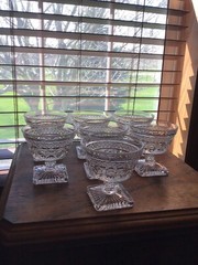 7 Vintage Imperial Glass Cape Cod Clear Sundae Glasses