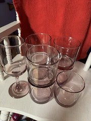 Vintage Rare Unmarked Pink Depression 8oz Brandy Or Drink Glasses (7) 1 Wine