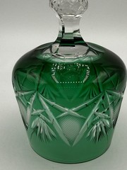 Stunning Emerald Green Cut To Clear Crystal 8.25″ Wine Hock Goblet Glass