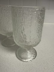 Vintage Indiana Glass Clear Glacier Ice Textured Footed Goblets ~~ Set of 4