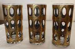 CULVER Mid 20th Century «Pisa» Crackled 22k Gold Highball Glasses – Set of 7