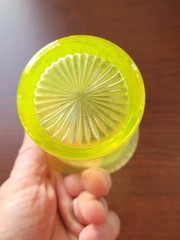 Super Pretty Vaseline Northwood Stretch Glass Concave Diamonds Pattern Tumbler