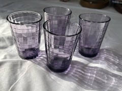 CircleWare Vtg Glasses Amethyst Purple 6 Ounce Juice Block Optic Set 4 Barware