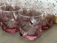 Vintage Libbey IMPERIAL PLUM PINK Old Fashioned Rocks Whiskey Glasses * Set of 8