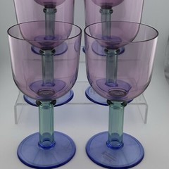 Vintage PrecisionCraft Acrylic Tri-Color Goblet Stemmed Glasses Rare Set Of 6