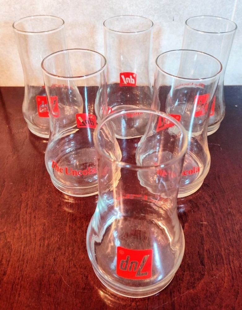 Set Of 6 Vintage Classic 7UP Glass Tumblers