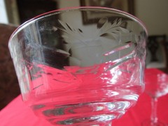 (4) Libbey Rock Sharpe ARCTIC ROSE 3005 Cut Floral Crystal Champagne Sherbet 6″