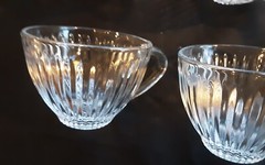 9 Vintage Ribbed Glass Punch Bowl Cups Mid-Century Modern Style