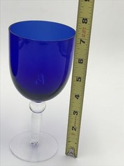Pair Cobalt Blue Clear Stem with Ball Wine Glass 7 “ 10 Oz