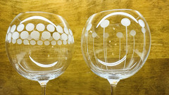 Set Of 2 Mikasa Cheers Etched Crystal Balloon 24 Oz Wine Glasses 9″
